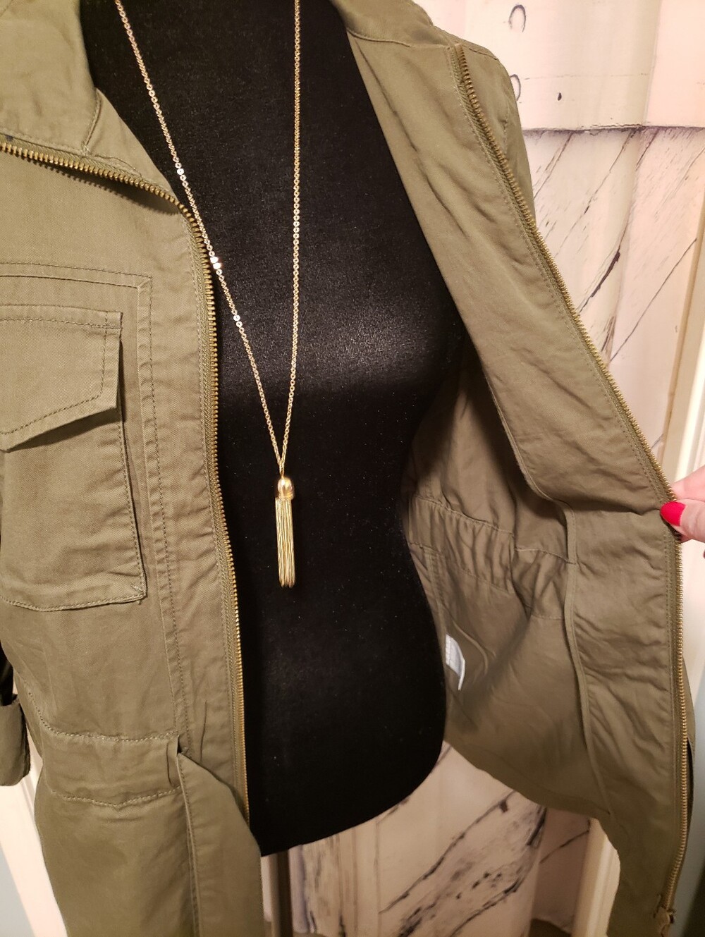 Reitmans Olive Green Utility Jacket with Waist Tie - Picture 7 of 9